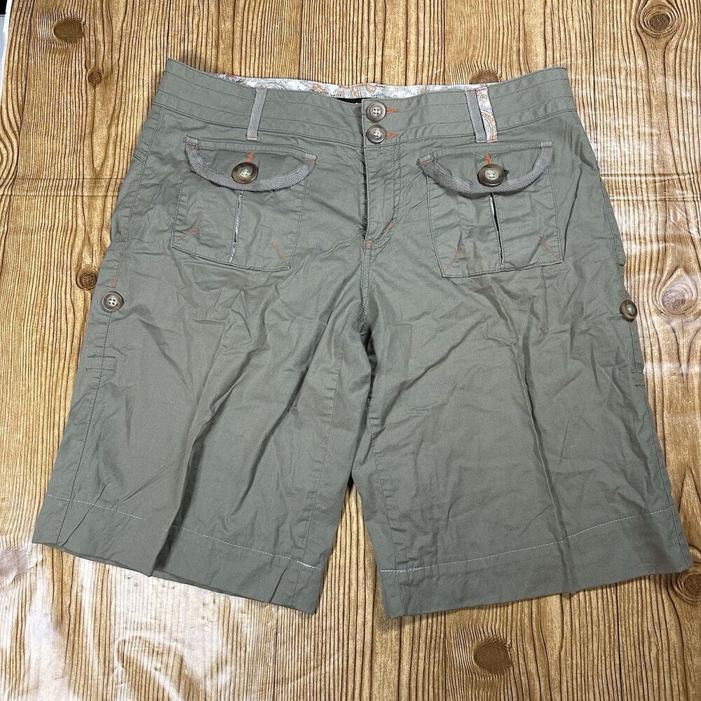 Rewind Olive Green Utility Cargo Shorts Juniors Size 13‎ Paisley Lined Waistband
